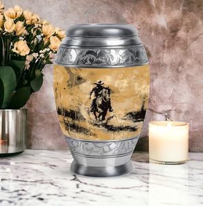 Modern Artistic Adult Aluminum Funeral <b>Ashes</b> Urn Cremation Tribute <b>Keepsake</b> Holder Crafted With Premium Polished Finish - Product Image 6