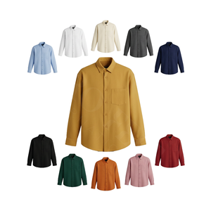 Camisa de Vestir de Manga Larga Personalizada, Corte Slim, con Bolsillo en el Pecho, de Tela de Mezcla de Algodón de Alta Calidad, para Hombre - Product Image 1