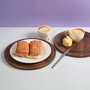Handmade Scalloped Acacia Wood Charger Plate Decorative Round Wooden <b>Dinner</b> Plate Serving <b>Tray</b> for Wedding Party Table Decor - Product Image 1