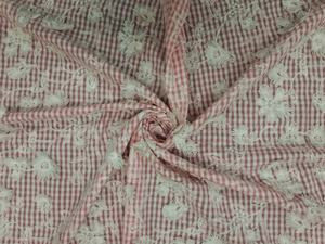 ผ้าฝ้ายทอ 100% ลายตารางกิ๊งแฮมสีชมพูและสีขาว ประดับด้วยลายปัก 3 มิติ น้ำหนักเบา สำหรับชุดผู้หญิงและเด็กผู้หญิง เป็นที่ต้องการมากที่สุด - Product Image 3