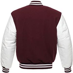 OEM Mens <b>Winter</b> Varsity <b>Jackets</b> Blank Plain Maroon Wool Body Genuine <b>Leather</b> Sleeves Chenille Letterman Baseball Custom <b>Jacket</b> - Product Image 2