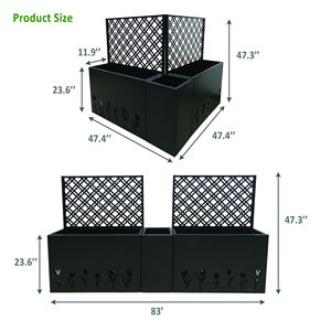 Set di 3 Fioriere in Metallo con Traliccio, Materiale PE, Orto Rialzato, Traliccio per Fiori, Schermo per la Privacy per Patio e Balcone, Stile Rustico - Product Image 3