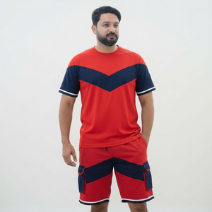 Conjunto de Verano para Hombre de 2 Piezas, Camiseta de Manga Corta y Pantalones Cortos Casuales, Transpirables, Tejidos, Estilo Urbano, Talla Personalizada - Product Image 1