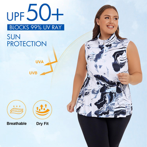 Camiseta deportiva sin mangas con cremallera de un cuarto para mujer, diseño sublimable, transpirable, para tenis, golf y correr. - Product Image 5