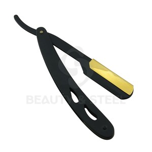 Premium Gold and Black Straight Edge <b>Razor</b> Mens Manual Shavette Barber Knife Precision Facial Hair Trimming Tool - Product Image 1