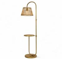 Lampadaire moderne en laiton avec abat-jour en rotin, hauteur réglable, pour salon, lumière chaude