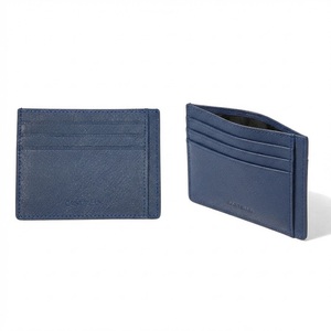 Best-seller Castello, porte-cartes fin en cuir Saffiano fait main, vert marine, gris, noir, fermeture ouverte, doublure en polyester, embossé - Product Image 1