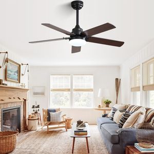 Ventilatore da soffitto moderno a LED da 42 pollici con motore DC reversibile, 5 pale, telecomando e luce LED nera per camera da letto - Product Image 5