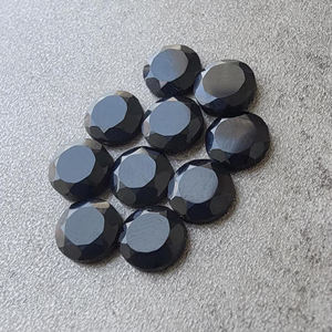 Pierre précieuse ronde en onyx noir naturel, taille tablette, dos plat, pour la fabrication de bijoux, toutes tailles, vente en gros - Product Image 4