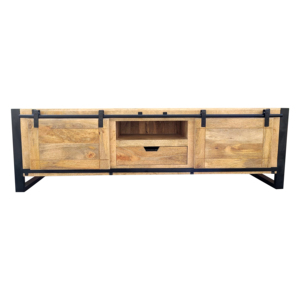 ใหม่ล่าสุด2024ทำด้วยมือไม้เนื้อแข็งตู้ทีวีอุตสาหกรรมประตูบานเลื่อน2ลิ้นชักปรับขนาดได้อเนกประสงค์บ้านสำนักงาน - Product Image 3