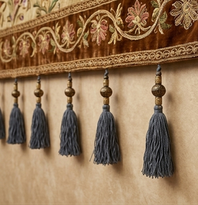 <b>Key</b> <b>Tassel</b> Decorative Brass Ring Gray Rayon Fringe Hanging Accessory - Product Image 4
