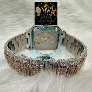 Reloj Analógico de Lujo Clásico Premium con Moissanita y Cuarzo, Edición Limitada, Esfera Cuadrada, Números Romanos, Correa de Acero Inoxidable - Product Image 3