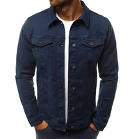 Blouson bomber en denim bleu vintage classique pour homme, fermeture éclair sur le devant, coupe-vent décontracté, automne, 100% coton