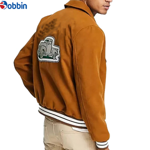 2025 Custom Logo Men's College Baseball <b>Jacket</b> Casual <b>Sheep</b> Leather Winter <b>Jacket</b> Style Turn-down Collar Regular Fit Autumn Wear - Product Image 2