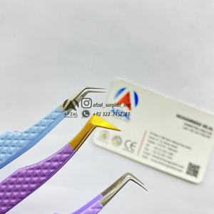 Puntas doradas con pinzas para pestañas de acero inoxidable sostenible Rosa bebé Agarre de microfibra Pinzas para pestañas de acero inoxidable puntiagudas - Product Image 5