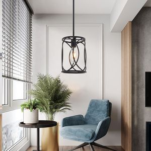 Lampadario Industriale Moderno a 1 Luce, Gabbia in Metallo Nero, Lampada a Sospensione per Isola Cucina, Illuminazione da Soffitto per Interni - Product Image 5