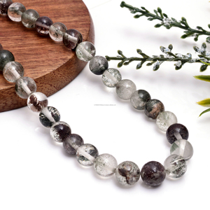 High Quality Natural Lodolite Quartz Smooth Round Shape 16 Inches 6x8.5 mm Handmade Gemstone Strand for <b>Bracelet</b> Jewelry Making - Product Image 3