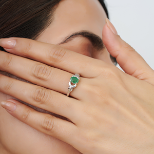 High Quality Beautiful 925 Sterling <b>Silver</b> Single Gemstone Natural <b>Emerald</b> <b>Ring</b> For Daily Wear & Wedding Parties Fine Jewelry - Product Image 4