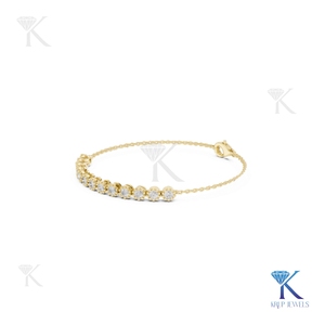 3.00mm Lab Grown Diamond Filled Bezel Set Milgrain Scalloped Edge 14K/18K <b>Solid</b> Gold Unisex Trendy Round Brilliant Cut <b>Bracelet</b> - Product Image 4