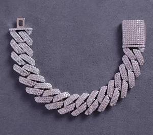 Bracelet pour homme en moissanite 18 mm, en argent sterling 925, style cubain, bijou de poignet étincelant, accessoire tendance pour la mode moderne - Product Image 2