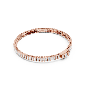 Pulsera de tenis unisex de moda con diamantes de laboratorio de 3 mm tipo baguette, chapada en oro amarillo de 10k, certificada por IGI. - Product Image 6