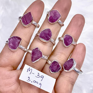 Bagues en argent sterling 925 avec tourmaline rose brute, pierres précieuses de qualité supérieure, vente en gros, marquage de bijoux et bagues en argent - Product Image 1
