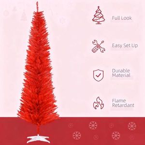 Albero di Natale Rosso a Forma di Matita con 499 Punte Realistiche e Supporto in Plastica - Product Image 4