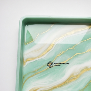 Square Green Marble Resin Serving <b>Tray</b> with Gold Vein Design Decorative Epoxy <b>Tea</b> Coffee Snack Serving <b>Tray</b> for Home Decor - Product Image 3