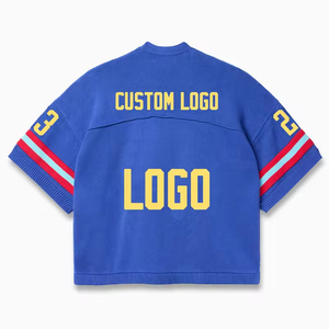 Custom Logo Printed V Neck Short Sleeve Mesh Football Jersey Crop Knit Anti-Bacterial Quick Dry Summer <b>Men</b> - Product Image 4