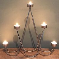 Candélabre de luxe à 5 bras en métal argenté, porte-bougie chauffe-plat, centre de table géométrique moderne pour mariage et décoration intérieure