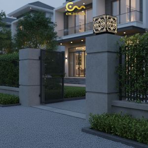 Lámpara LED Floral Victoriana para Pilar de Puerta, Decoración Vietnamita CM, para Exteriores, Jardín, Villa, Negra, E27, IP65, Acero, para Poste de Valla, AC 220V ±10% - Product Image 2