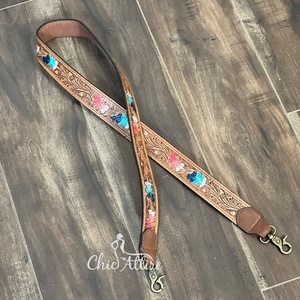 Correas de cuero floral repujado de estilo occidental de moda para bolsos de mujer, con cierre de latón duradero, para cámara y bandolera - Product Image 1