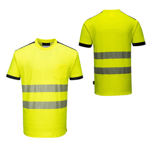 เสื้อยืดสะท้อนแสงเพื่อความปลอดภัยที่มองเห็นได้ชัดเจน เสื้อเชิ้ตแขนสั้นผู้ชายสีเหลือง ชุดทำงาน แห้งเร็ว ระบายอากาศได้ดี เสื้อลำลองฤดูร้อน - Product Image 4