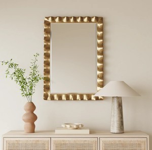 Hammered Gold Rectangular Wall <b>Mirror</b> – Luxury Metal <b>Frame</b> Decorative <b>Mirror</b> for Living Room, Bedroom & Bathroom - Product Image 3