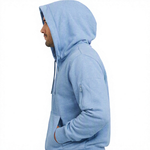 Vente en gros de sweats à capuche zippés pour hommes, unis, de haute qualité, en coton épais et respirant, avec fermeture éclair sur le bras - Product Image 4