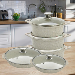 Aluminum Die-Cast 10-Piece Cookware Set Ceramic Non-Stick Glass <b>Lid</b> All Stoves Including Modern Kitchenware Kitchen Cooking - Product Image 4