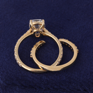Ensemble de bagues de mariage en diamant de laboratoire IGI 5 carats, taille coussin, Or 14 carats, provenance mine ancienne - Product Image 5
