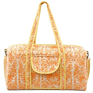 Bolsa de Viaje de Lona de Algodón Ecológica Acolchada con Estampado Floral Vintage, Cierre de Cremallera, Bolsa de Fin de Semana, Correa para el Hombro - Product Image 2
