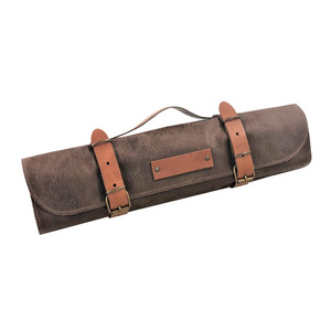 Wholesale Customizable Genuine Leather Knife <b>Roll</b> <b>Bag</b> 15 Slots Chef Knife Case with Detachable Belt Cowhide Chef <b>Roll</b> Holder - Product Image 4