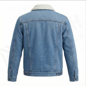 Chaqueta Bomber de Mezclilla con Bordado Personalizado en la Parte Delantera, Estilo Vintage, Cuello Camisero, Lavado Desgastado, Acolchada, de Secado Rápido y Transpirable para Hombre - Product Image 3