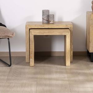 Vandana Crystal Detail <b>Set</b> of two nesting <b>side</b> <b>tables</b> in mango wood with clean lines Manoha - Product Image 2