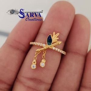 Feather <b>Cocktail</b> <b>Ring</b> With Crystal Pave Setting Vintage Women's Wedding Jewelry Wedding <b>Ring</b> Cubic Zirconia 925 Sterling Silver - Product Image 1