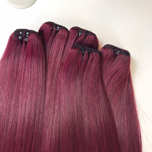 Prix usine Bonestraight 100% brut vierge vietnamien perruque de cheveux humains couleur bordeaux clair Super Double dessiné Extensions de cheveux - Product Image 5