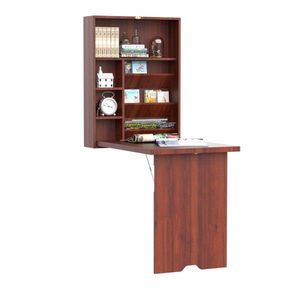 Meuble de bureau mural en acajou, table d'ordinateur en MDF avec fonction pliable pour la maison, le bureau ou l'école - Product Image 2