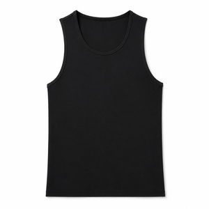 Camiseta sin mangas acanalada con cuello de cuchara ajustada al por mayor personalizada 100%, camiseta sin mangas de algodón blanca para hombre, Impresión de logotipo personalizado - Product Image 6