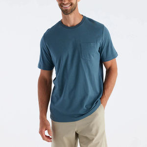 T-shirts pour hommes de qualité supérieure, en coton, pour l'été, style tendance, couleur unie, coupe régulière, fitness, t-shirt ample en gros pour hommes - Product Image 1