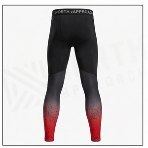 Leggings de compression intégrale pour homme North Approach, dégradé rouge et noir, sans couture, taille haute, vêtements de sport, évacuation de la transpiration, respirant - Product Image 2