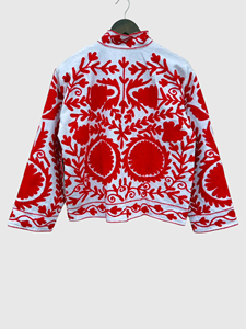 Veste en coton brodée à la main avec des motifs floraux, col mandarin, manches longues, taille plus, style blouson pour femmes, manteau d'hiver - Product Image 5