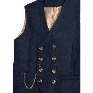 Chaleco de Tweed Cruzado Personalizado para Hombre, Chaleco Premium con Diseño Espigado, Chaleco de Traje Clásico para Bodas y Eventos Formales - Product Image 2