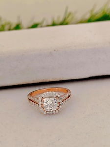 Women's Rose Gold 10K Gold Diamond Engagement Ring <b>Princess</b> Cut Pave Setting Classic Style <b>Jewelry</b> - Product Image 1